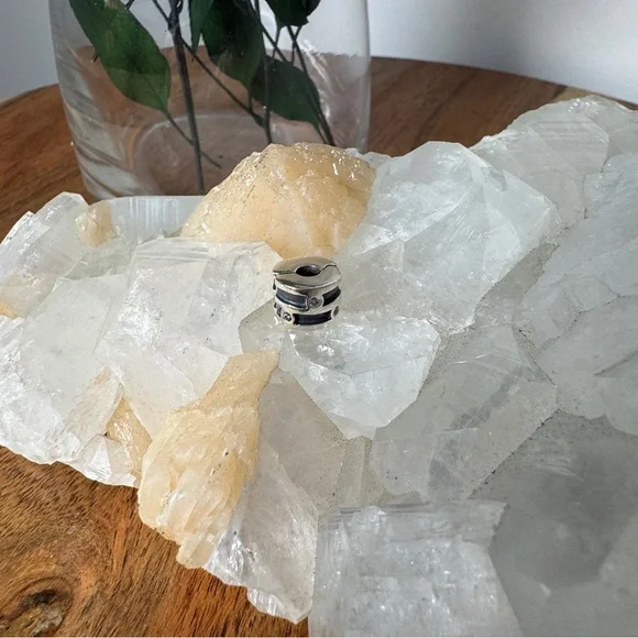 Pandora Authentic Retired Silver Sparkling Clip Charm Bead With Clear CZ Stones - Picture 6 of 9